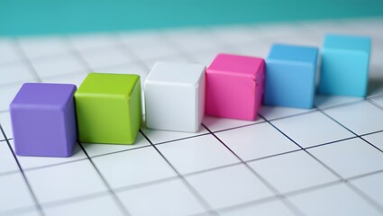 Rainbow Block Tower on Graph Paper - Growth and Progress Concept