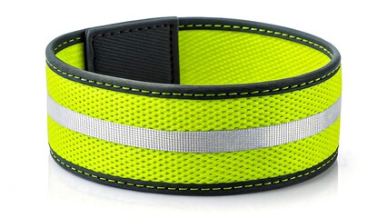 High visibility neon yellow armband with reflective stripe for safety and security