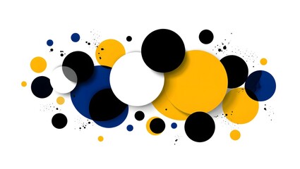 Abstract Geometric Design with Overlapping Circles in Black, Gold, and Navy Blue