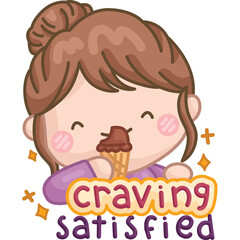 a vector of a pregnant lady eating ice cream