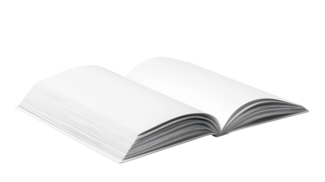 Open book with blank pages.