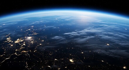 Fototapeta premium Earth at Night, City Lights Across Continents