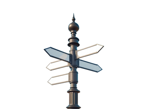 Multiple Direction Signpost - Crossroads and Decisions - Guidance and Opportunity Isolated transparent background 