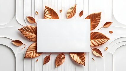 Copper Leaf Frame with Blank Space - Elegant Modern Design