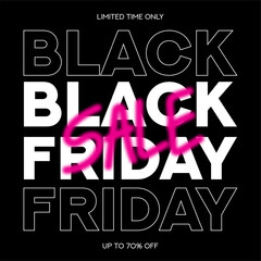 Trendy background for Black Friday. Typography minimal text symbol for Black Friday sale with discount offer. Design template for Black Friday sale, promotion, advertising and social media ad.