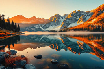 sunset in the classy mountains