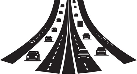 Fototapeta premium Black and white illustration of highway