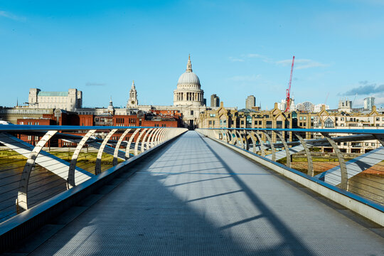 Millennium Bridge Leading to St. Paul’s Cathedral, London - Powered by Adobe