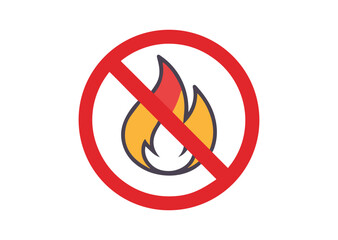 Obraz premium No Fire flame icon crossed in red circle Burn sign Vector