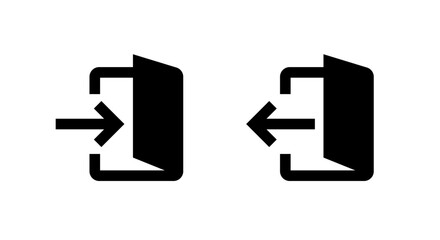 Account login and logout icon. Door with arrow symbol for enter and exit