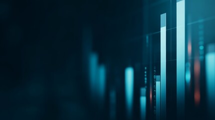 Dynamic glowing blue holographic chart displaying digital data and binary code on dark screen with futuristic tech ambiance