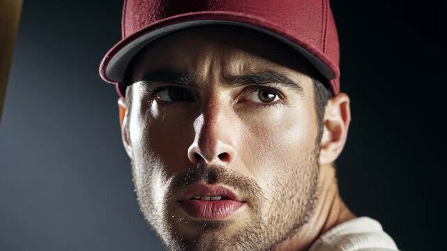 Close-up of a focused baseball player
