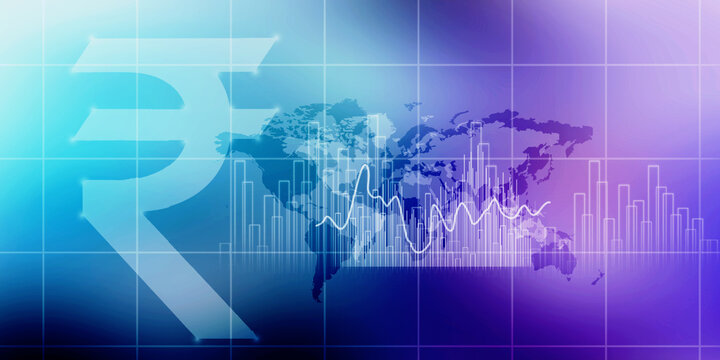 2d rendering Stock market online business concept. business Graph with indian rupee sign