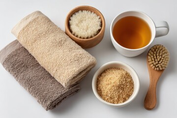 Relaxing spa experience with tea and natural products