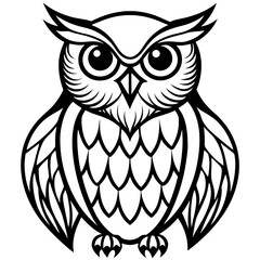 Obraz premium Tribal Owl SVG Vector Fierce Black and White Owl Head & Full Body Tattoo Design Boho Line Art Animal Logo Mystical Bird Clipart for Print, Apparel, Branding & Decor
