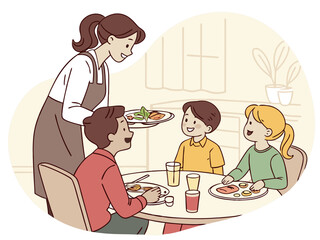 Family Enjoying a Meal Together in a Cozy Kitchen Environment for Lifestyle Blogs, Family Websites, Parenting Articles, and Children's Nutrition Awareness  