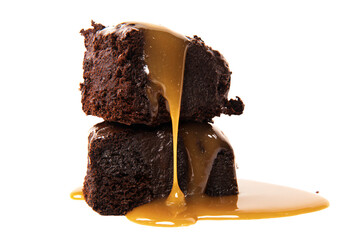 a chocolate cake with caramel sauce dripping over it