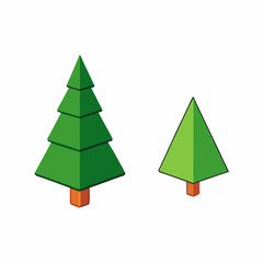 Fototapeta premium Christmas Tree in Flat and 3D Style on White Background vector illustration