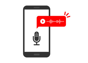 Voice message chat notification or audio podcast notification. stock illustration