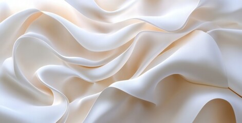 Obraz premium Delicate Waves of Creamy Satin Fabric Intertwined in a Luxurious Display of Softness and Elegance, Perfect for Textiles and Fashion Design