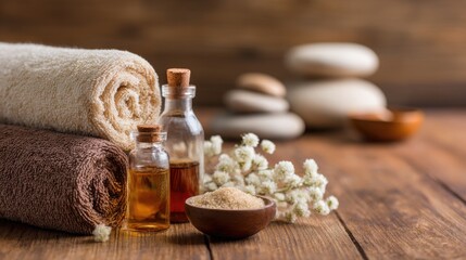 Spa scenes, skincare products