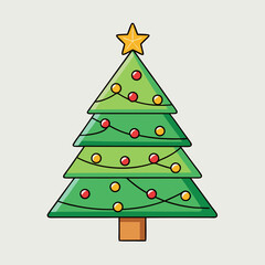 Obraz premium Flat Style Christmas Tree Icon vector illustration
