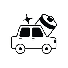 hybrid vehicle glyph icon with white background vector stock illustration