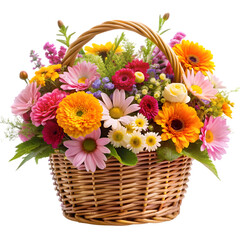 bouquet of flowers in basket