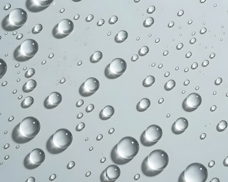 Clear water droplets on a light surface transparent