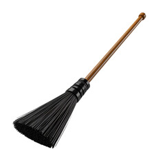 a close up of a broom with a wooden handle