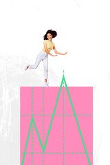 Collage of successful person near large rising arrow or stats symbolizing financial growth business progress motivation