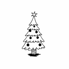 Fototapeta premium Christmas Tree Graphic in a Flat Style vector illustration