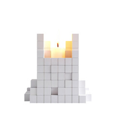 there is a candle that is lit in a white tower