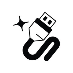 charging cable glyph icon with white background vector stock illustration