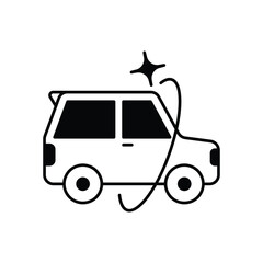 electric SUV glyph icon with white background vector stock illustration