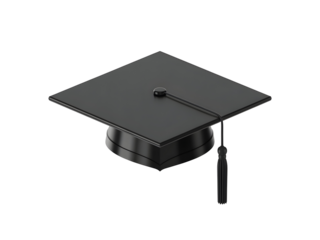 Black Graduation Cap with Tassel Isolated on Black Background Three Dimensional Render Academic Achievement Symbol Education Graduation Ceremony isolated on a transparent background