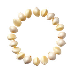 Obraz premium Circular Arrangement of Fresh Pearls Reflects Natural Beauty in Soft Lighting for Decorative and Design Purposes