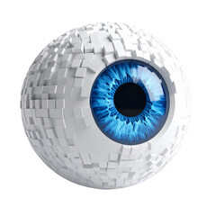 there is a white ball with a blue eyeball inside of it