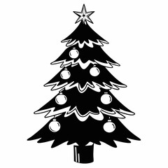 Obraz premium Christmas Tree Icon in a Flat Style vector illustration