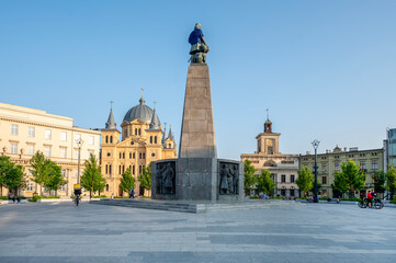 Fototapeta premium The city of Łódź - view of Freedom Square. Lodz, Poland.