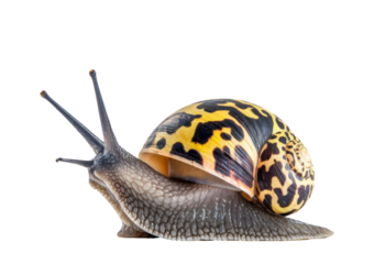 isolated giant african land snail on white background