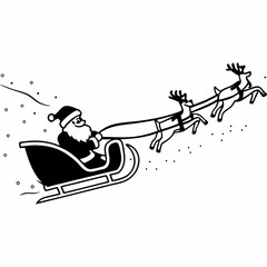 Santa Claus Riding a Sleigh in Different Angles vector illustration