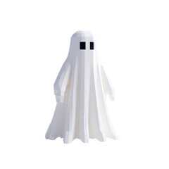 a close up of a white ghost with a black face
