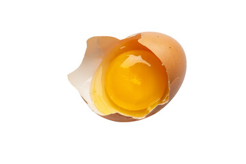 cracked egg isolated on white background, top view