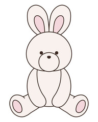 かわいいうさぎのぬいぐるみのベクターイラスト。兔、アイコン、座る