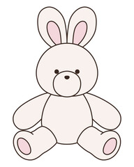 かわいいうさぎのぬいぐるみのベクターイラスト。兔、アイコン、座る
