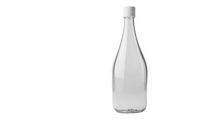 Clear glass bottle with cap.