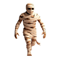 arafed man in a mummy costume running with a knife