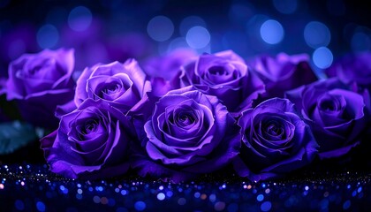 Close-up of vibrant purple roses