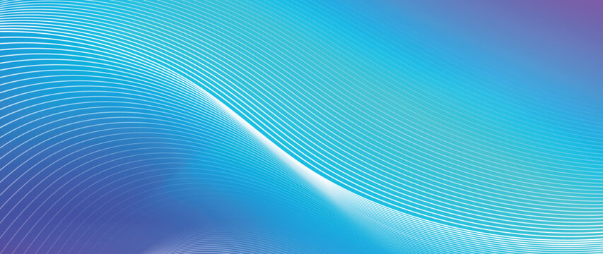 Blue line wave gradient background vector. Minimalist cover with vibrant perspective line wave in motion. Ideal design for social media, cover, banner, flyer, music, ads.